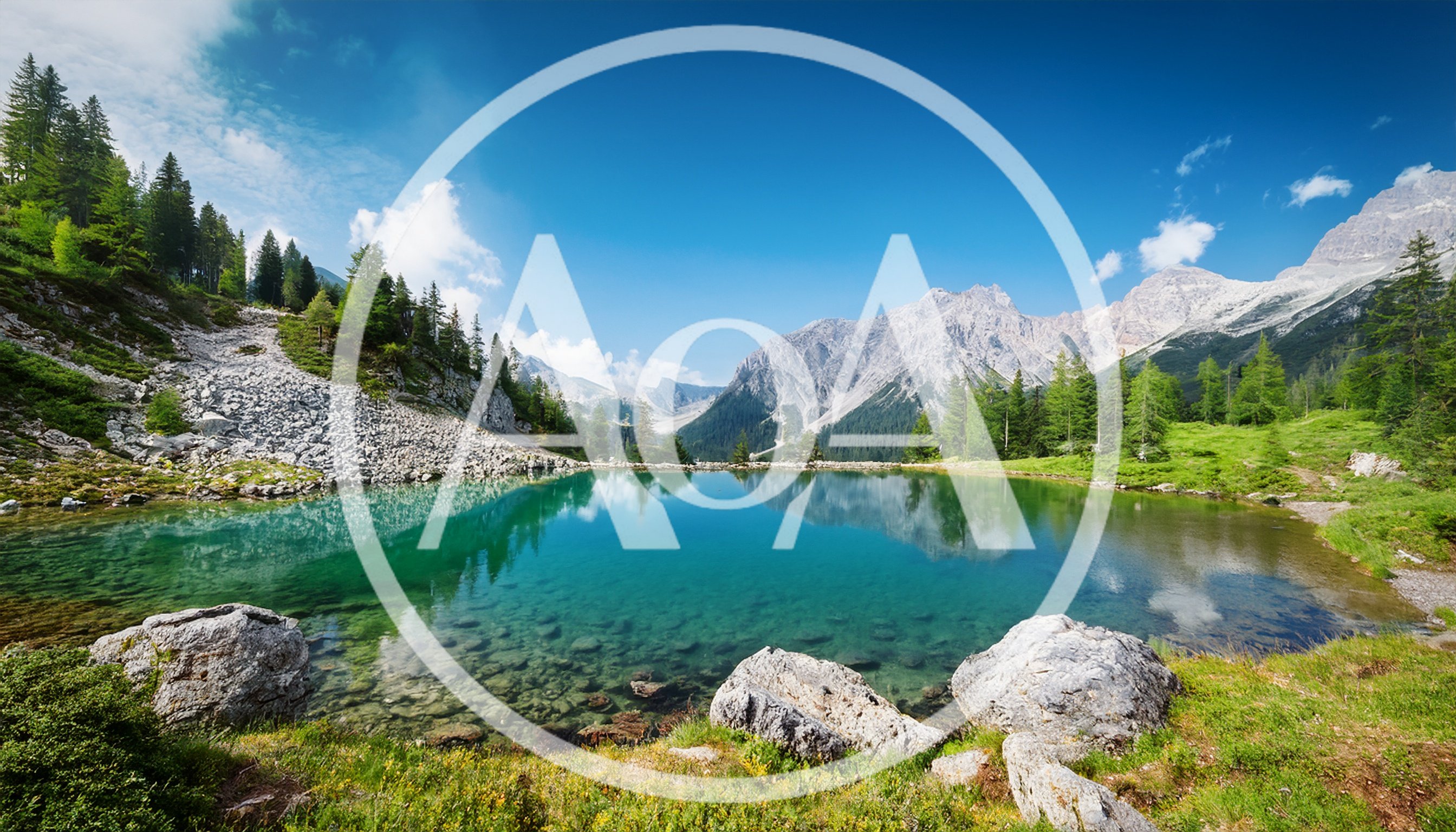 Crystal Clear Alpine Lake With Mountain Peaks