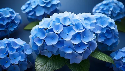 Vibrant Blue Hydrangea Flower Clusters