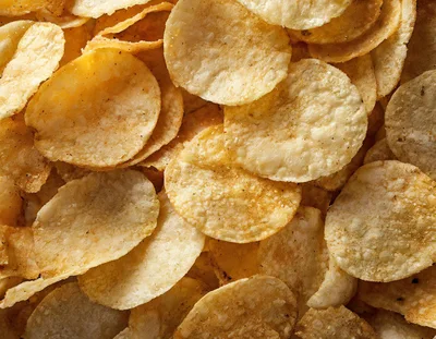 Top Down View Of Crispy Potato Chips
