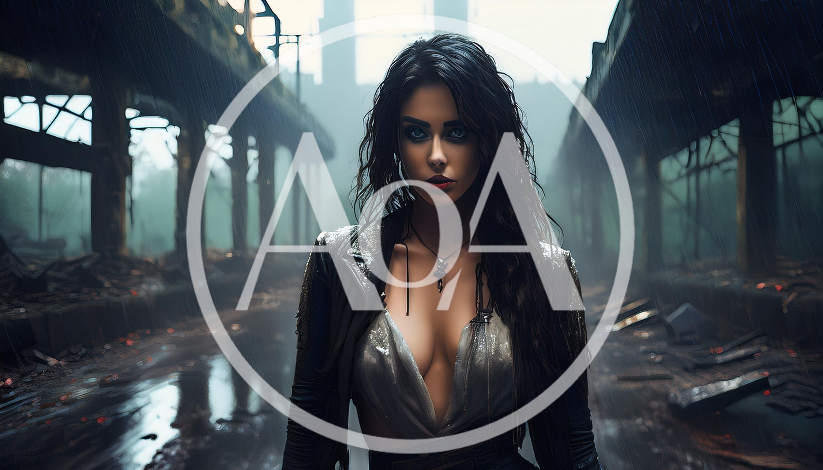 Portrait Of A Mysterious Woman In A Ruined Industrial Setting