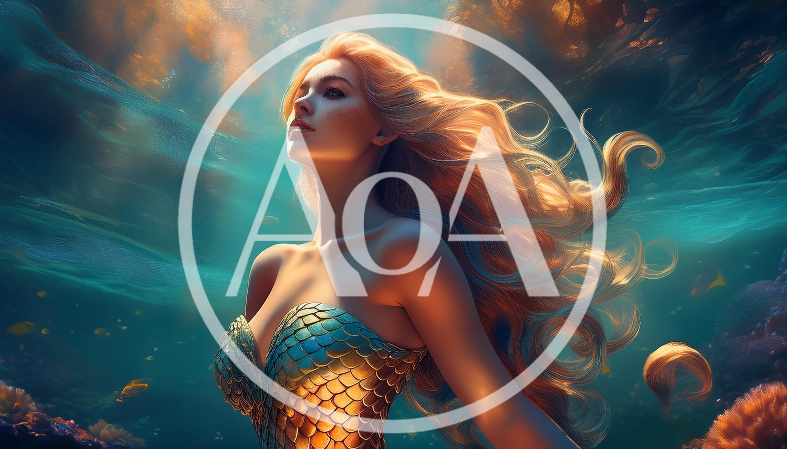 Beautiful Mermaid Swimming Underwater In A Vibrant Coral Reef