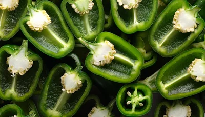 Fresh Halved Green Jalapeno Peppers Background