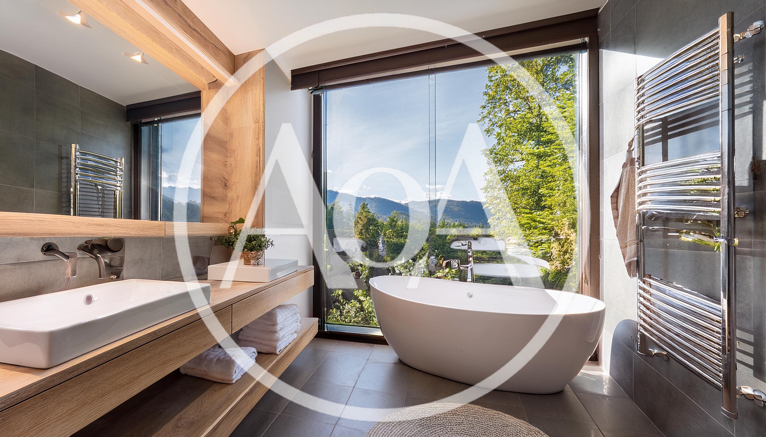 Modern Luxury Bathroom With Scenic Mountain View