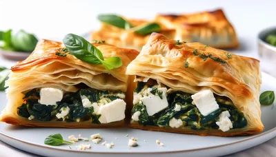 Two Slices Of Spinach And Feta Phyllo Pastry