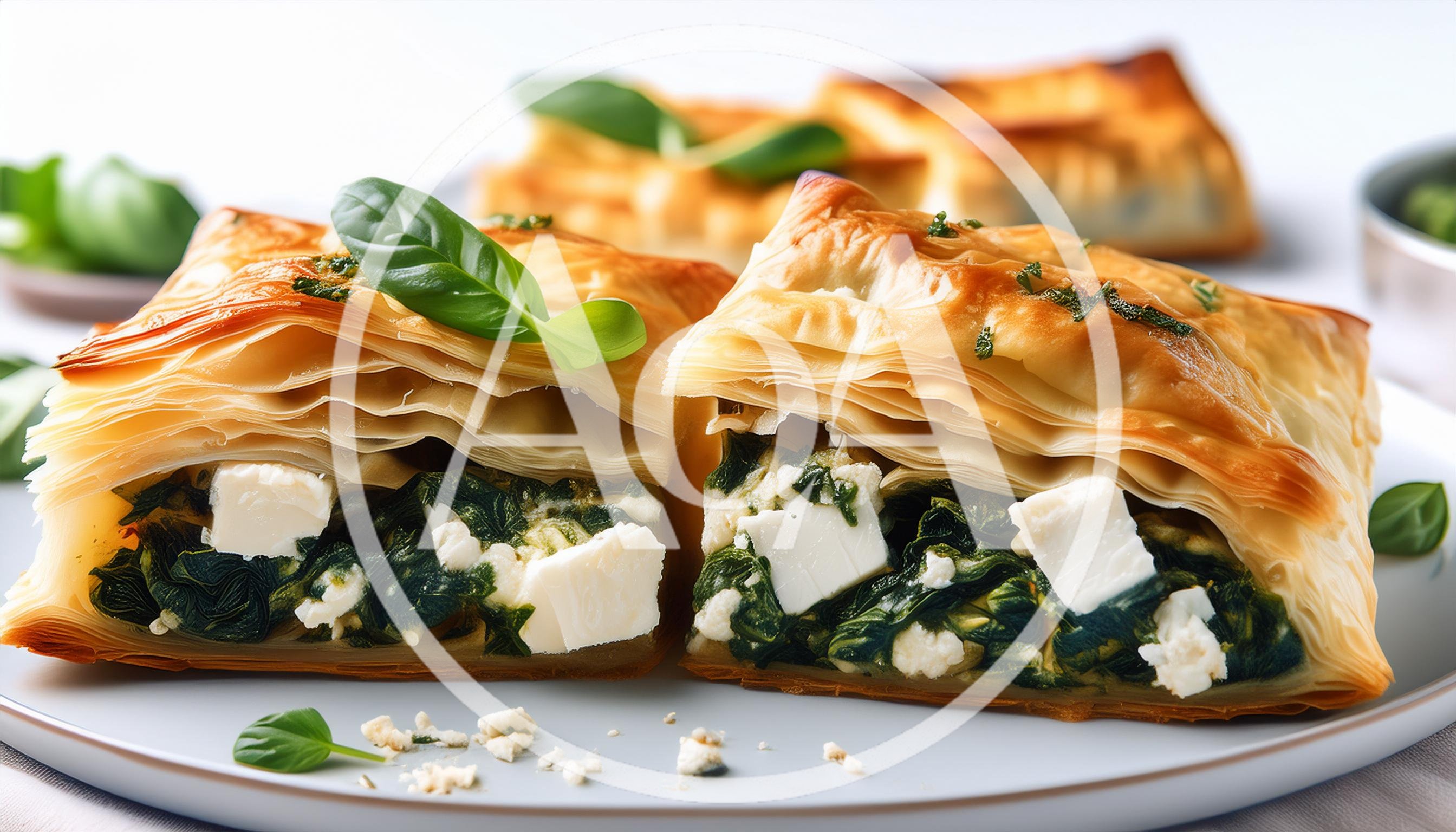 Two Slices Of Spinach And Feta Phyllo Pastry