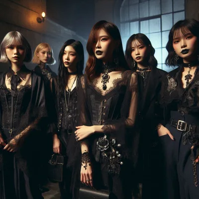 Group Of Young Women In Gothic Fashion