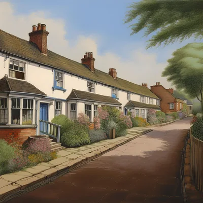 Charming English Terraced Cottages On A Quiet Street