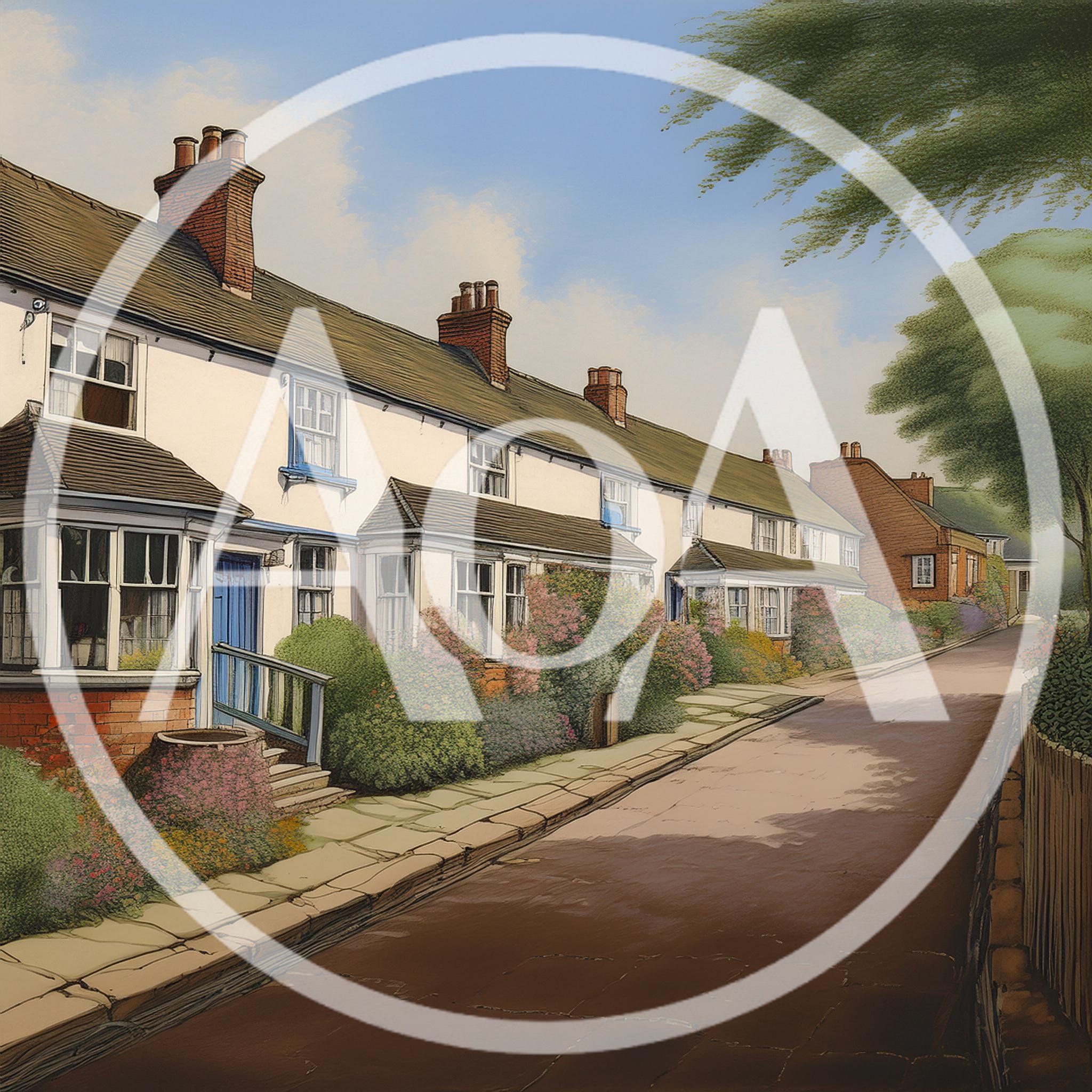 Charming English Terraced Cottages On A Quiet Street