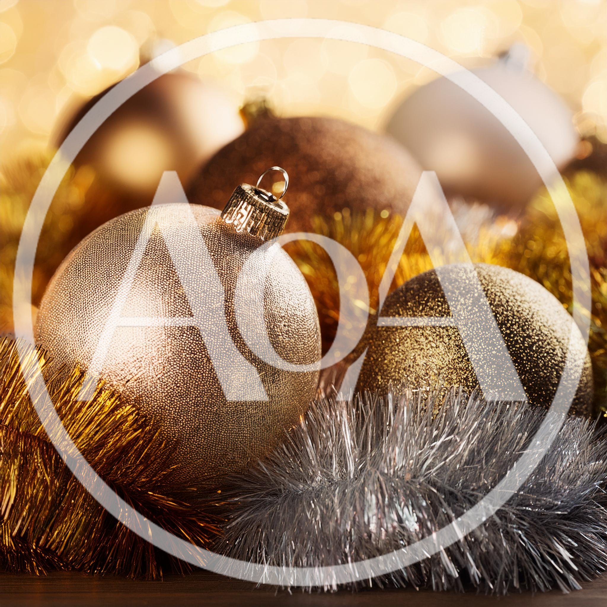 Golden Christmas Ornaments With Tinsel Decorations