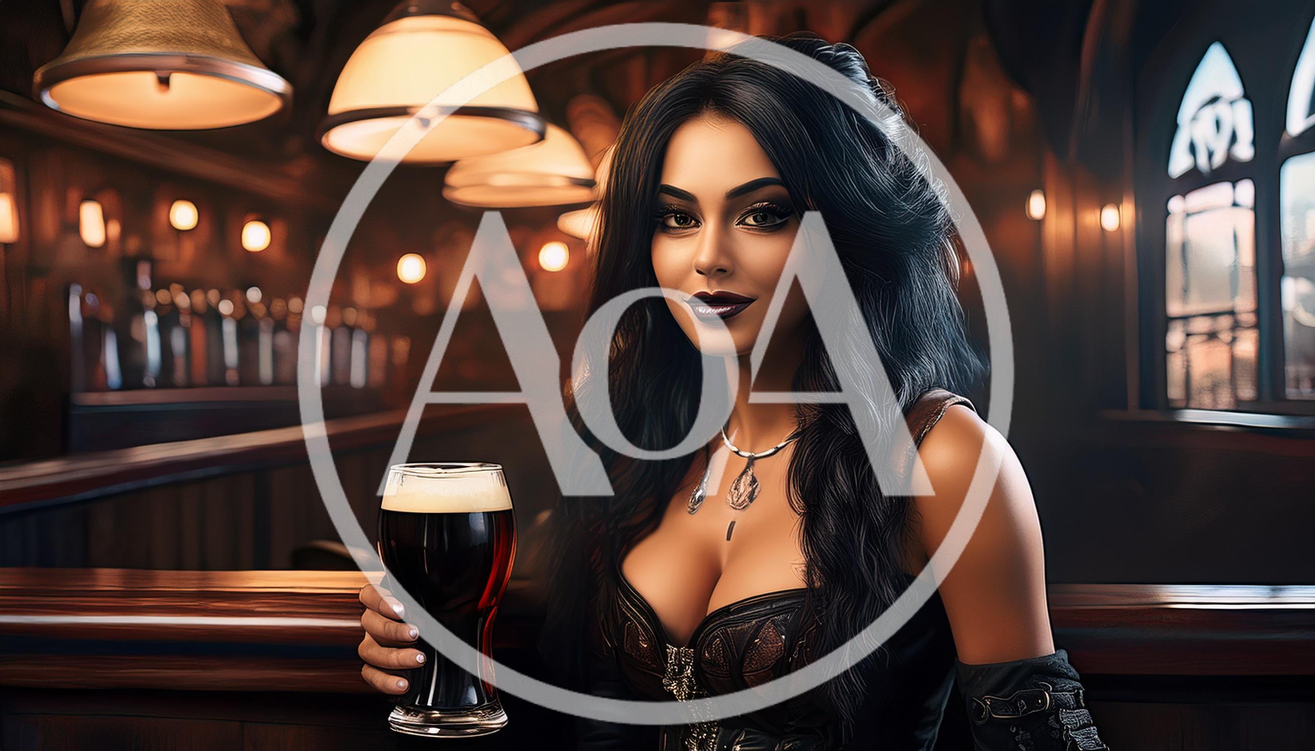 Beautiful Woman Holding A Glass Of Dark Beer