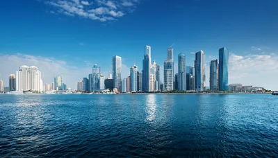 Panoramic View Of Dubai Marina Skyline At Daytime