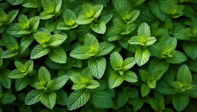 Fresh Green Mint Leaves Background