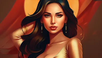 Portrait Of A Beautiful Woman With Golden Accents