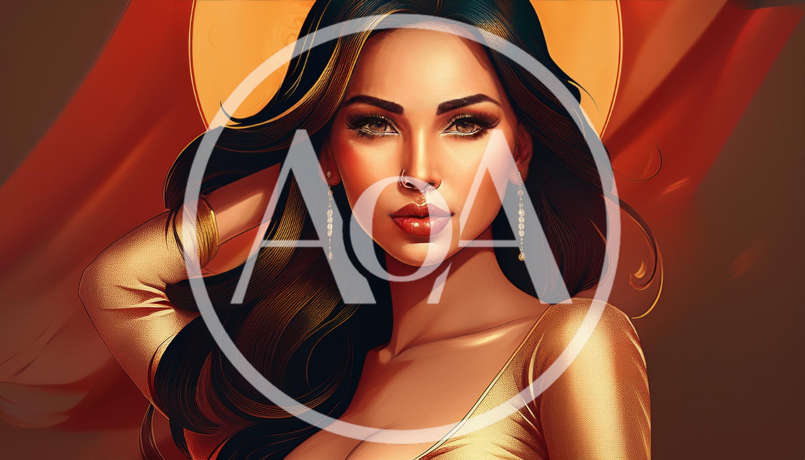 Portrait Of A Beautiful Woman With Golden Accents