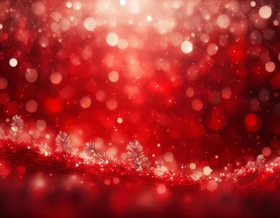 Red Christmas Background With Festive Bokeh Lights