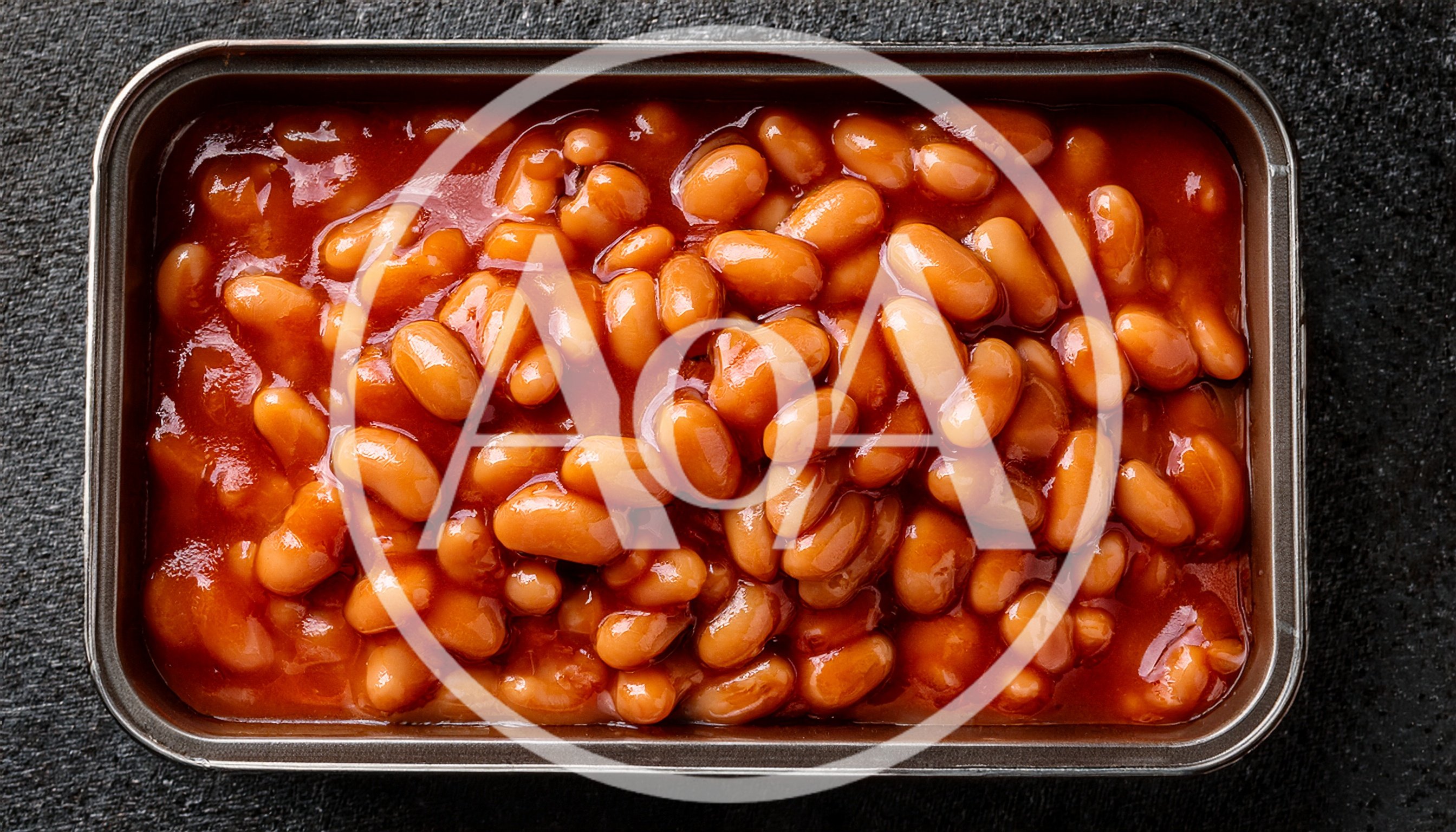 Top View Of Baked Beans In Tomato Sauce