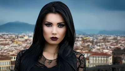 Portrait Of A Beautiful Woman With Dark Makeup