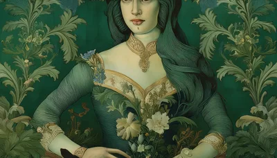 Portrait Of A Woman In Victorian Botanical Style