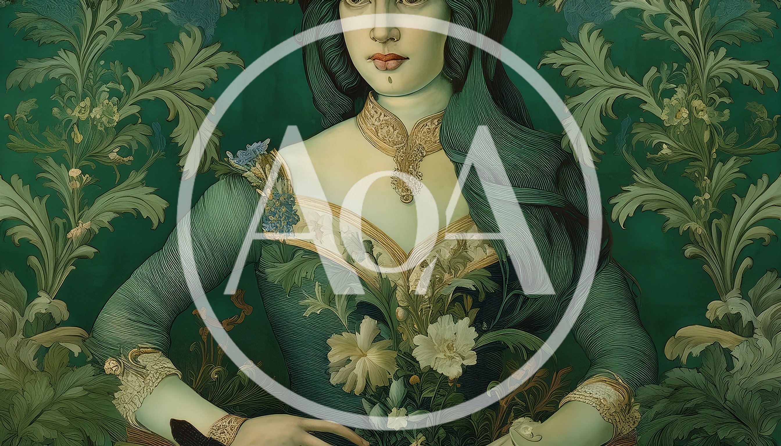 Portrait Of A Woman In Victorian Botanical Style