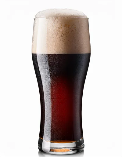 Glass Of Dark Stout Beer With Thick Foam