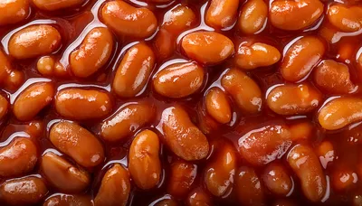 Close Up Of Baked Beans In Tomato Sauce