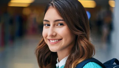 Portrait Of A Smiling Young Female Student