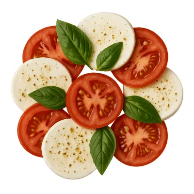 Caprese Salad Ingredients Arranged In A Circle