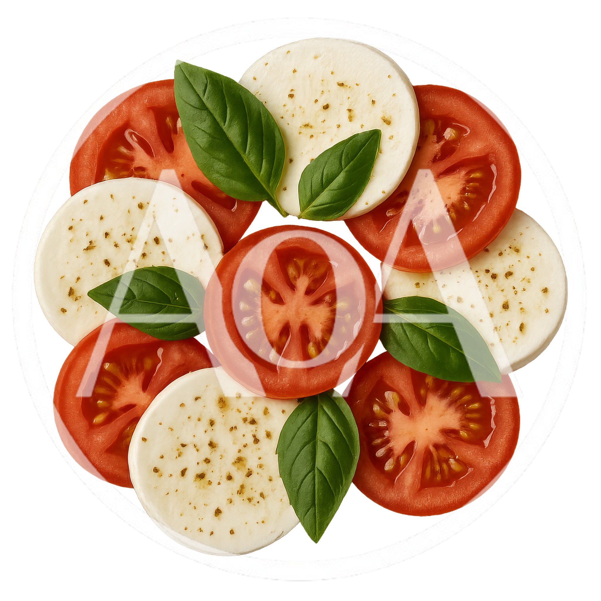 Caprese Salad Ingredients Arranged In A Circle