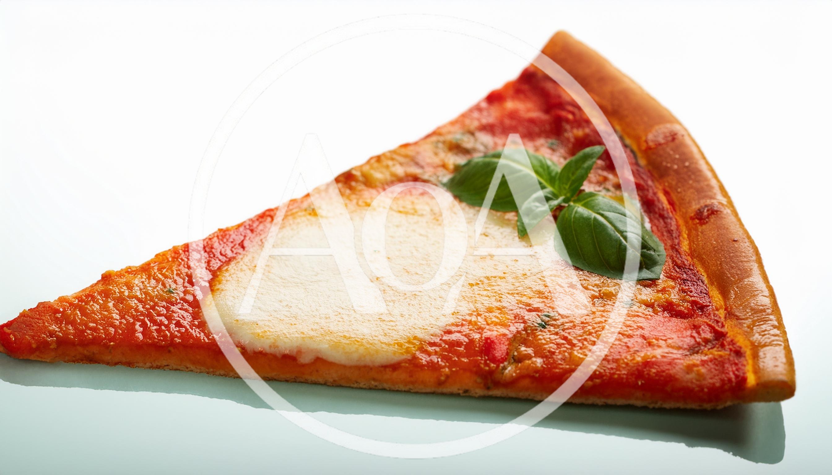 Single Slice Of Margherita Pizza With Fresh Basil