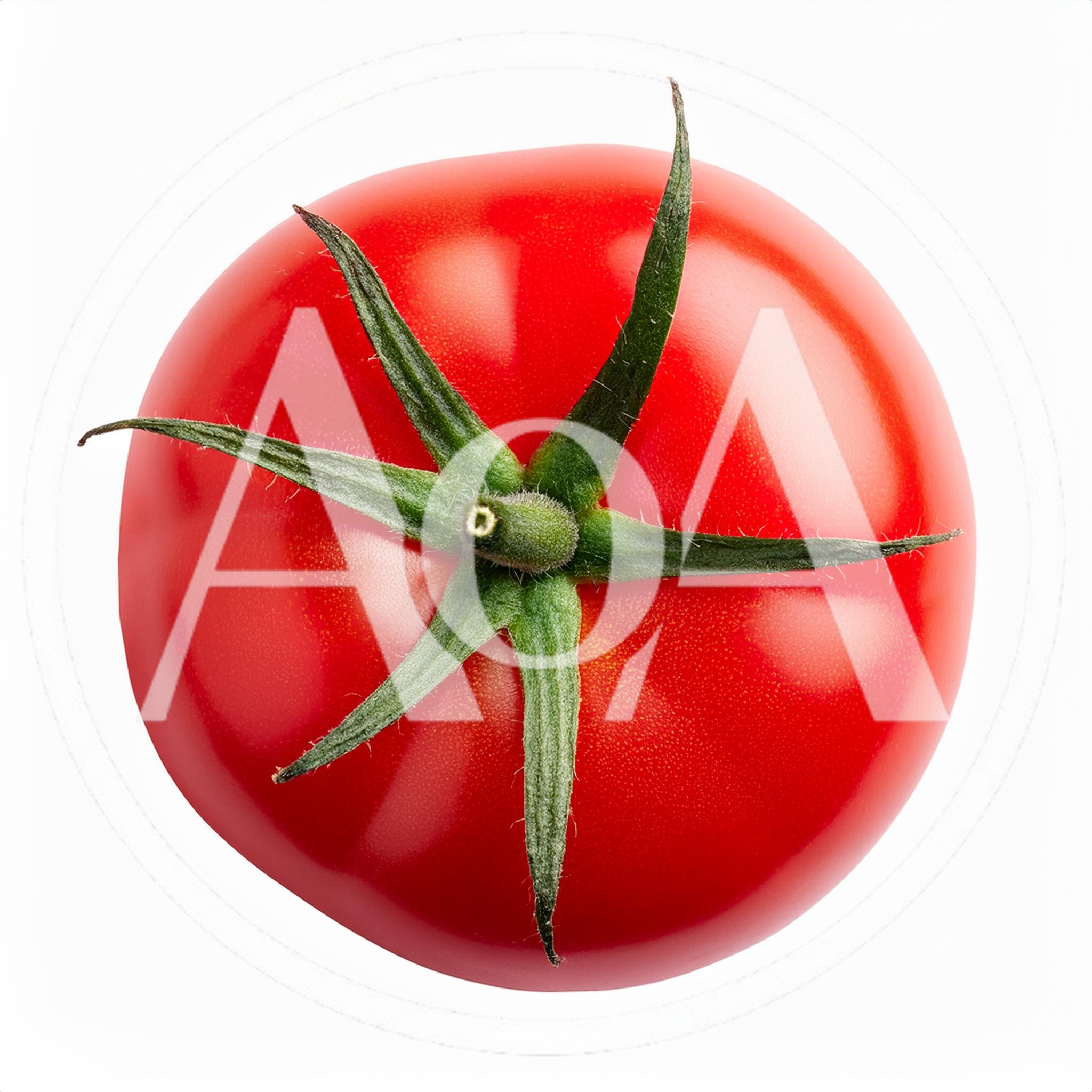 Fresh Red Tomato With Green Stem Isolated On White