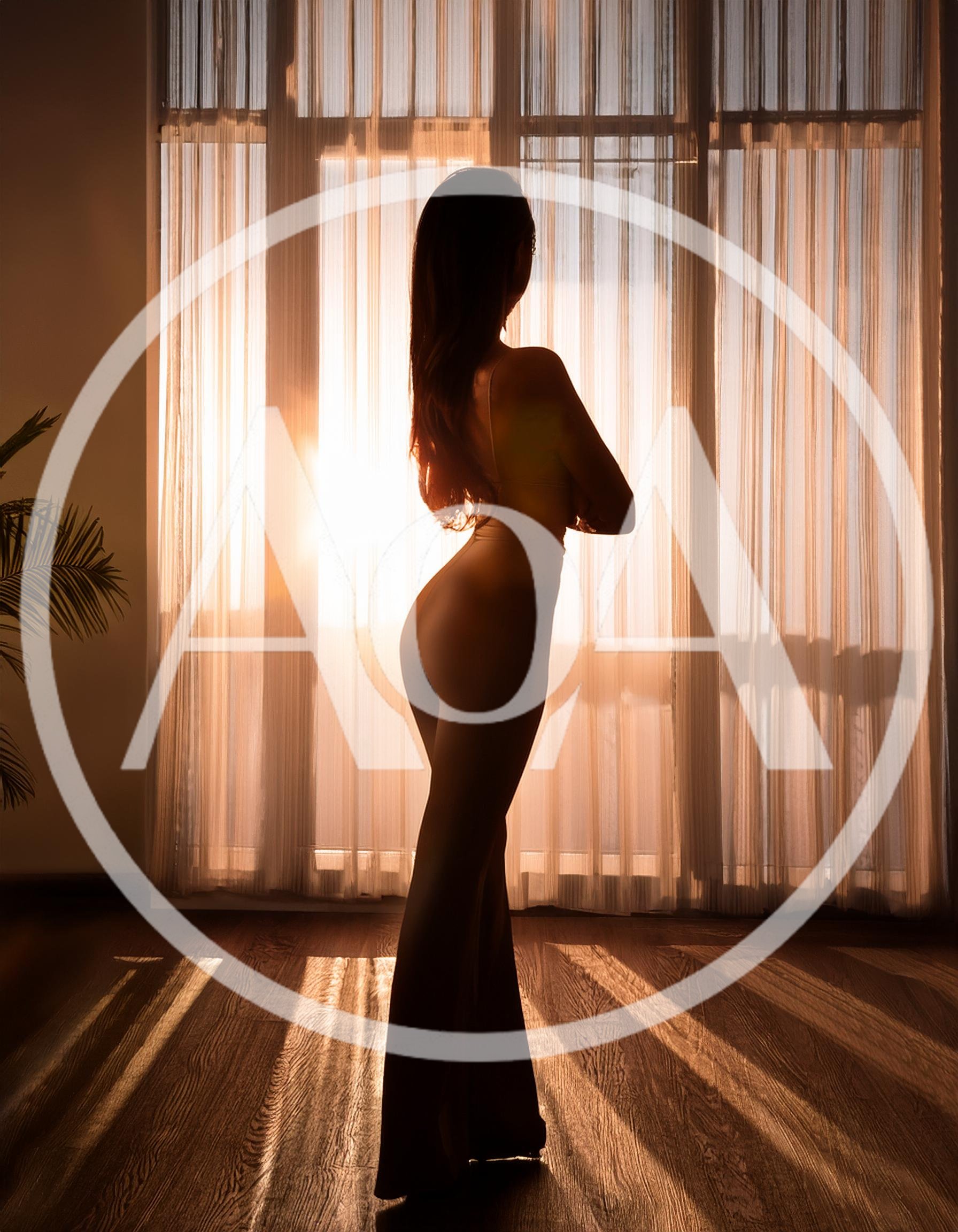 Silhouette Of A Woman Standing By A Sunlit Window