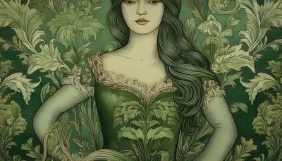 Art Nouveau Portrait Of A Woman In Green