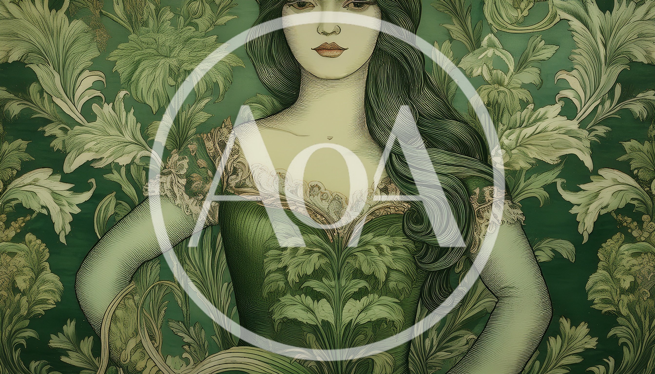 Art Nouveau Portrait Of A Woman In Green