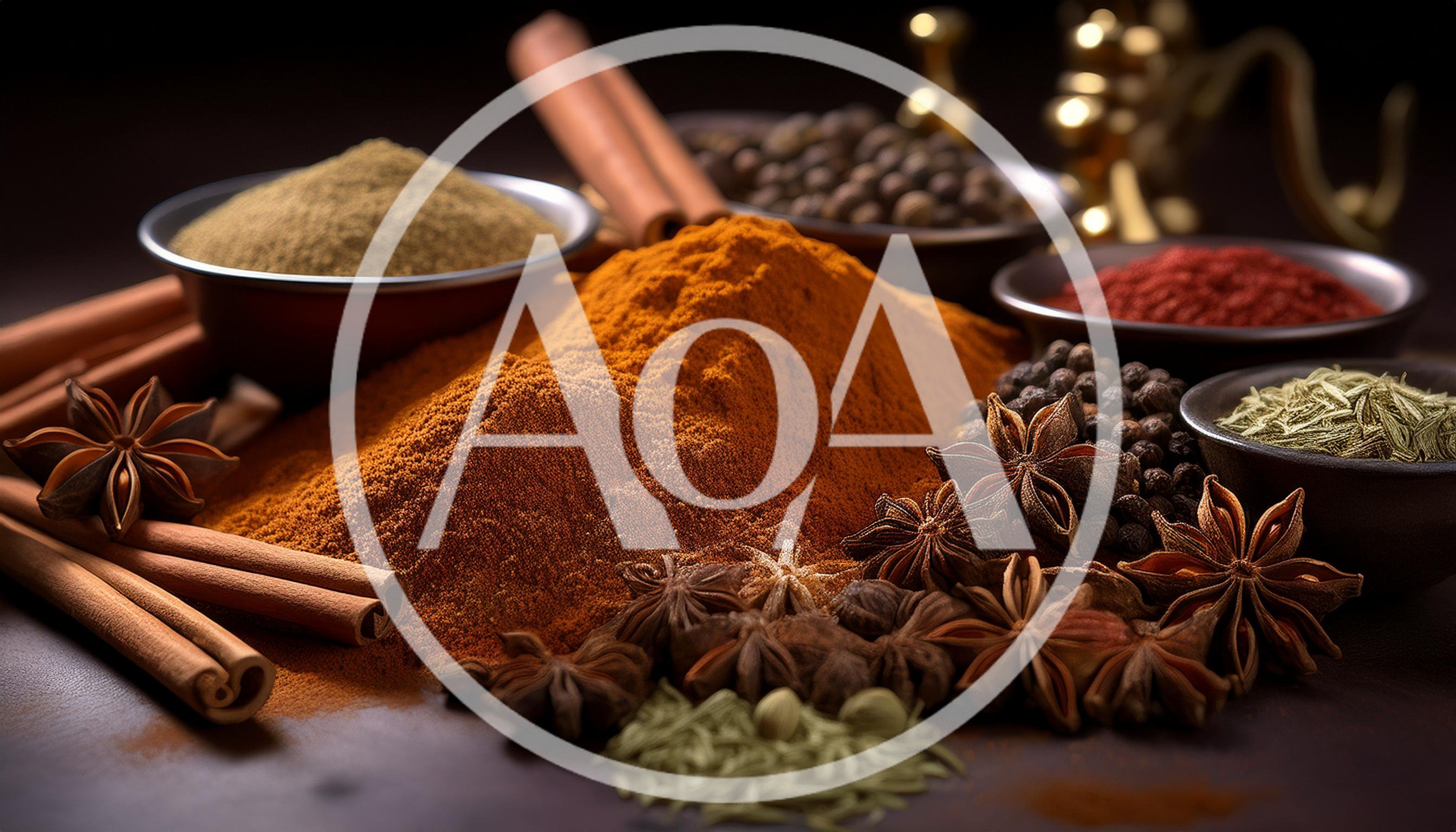 Assorted Spices and Herbs on Dark Background