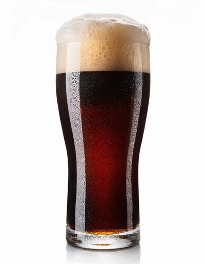 Glass Of Dark Stout Beer With Thick Foam