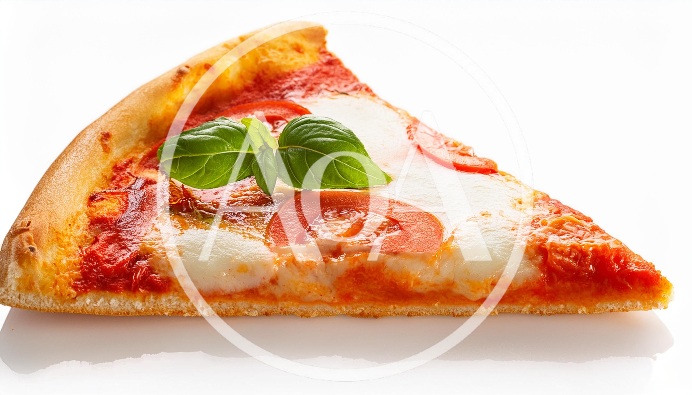 Single Slice Of Margherita Pizza With Fresh Basil