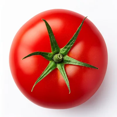 Single Fresh Red Tomato With Green Stem