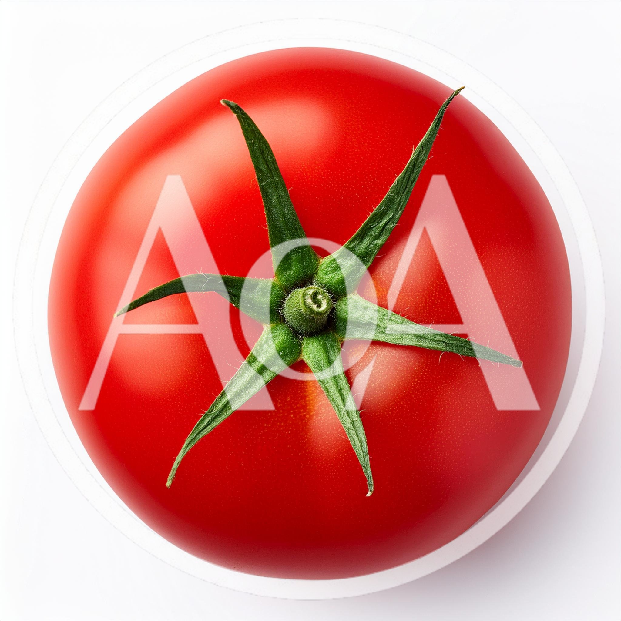 Single Fresh Red Tomato With Green Stem