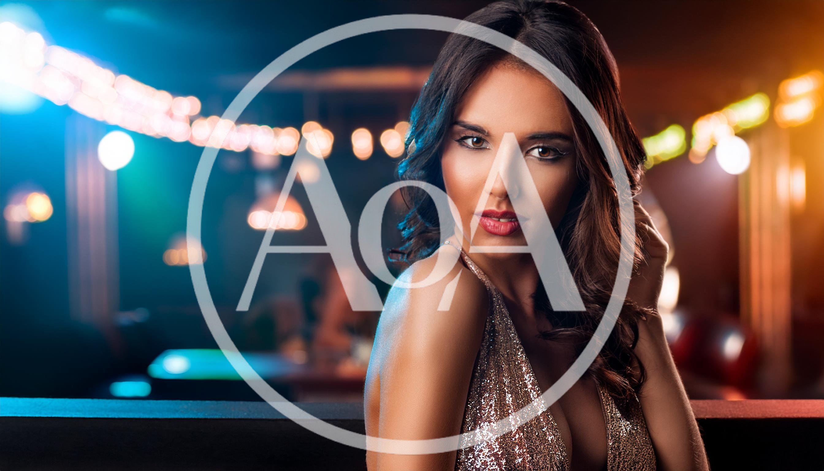 Beautiful Woman In Sequin Dress At Nightclub