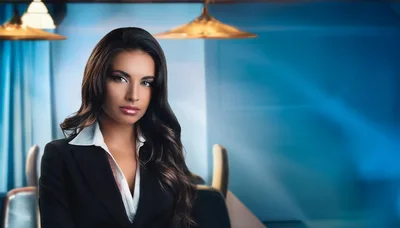 Professional Businesswoman Standing In A Modern Office Setting
