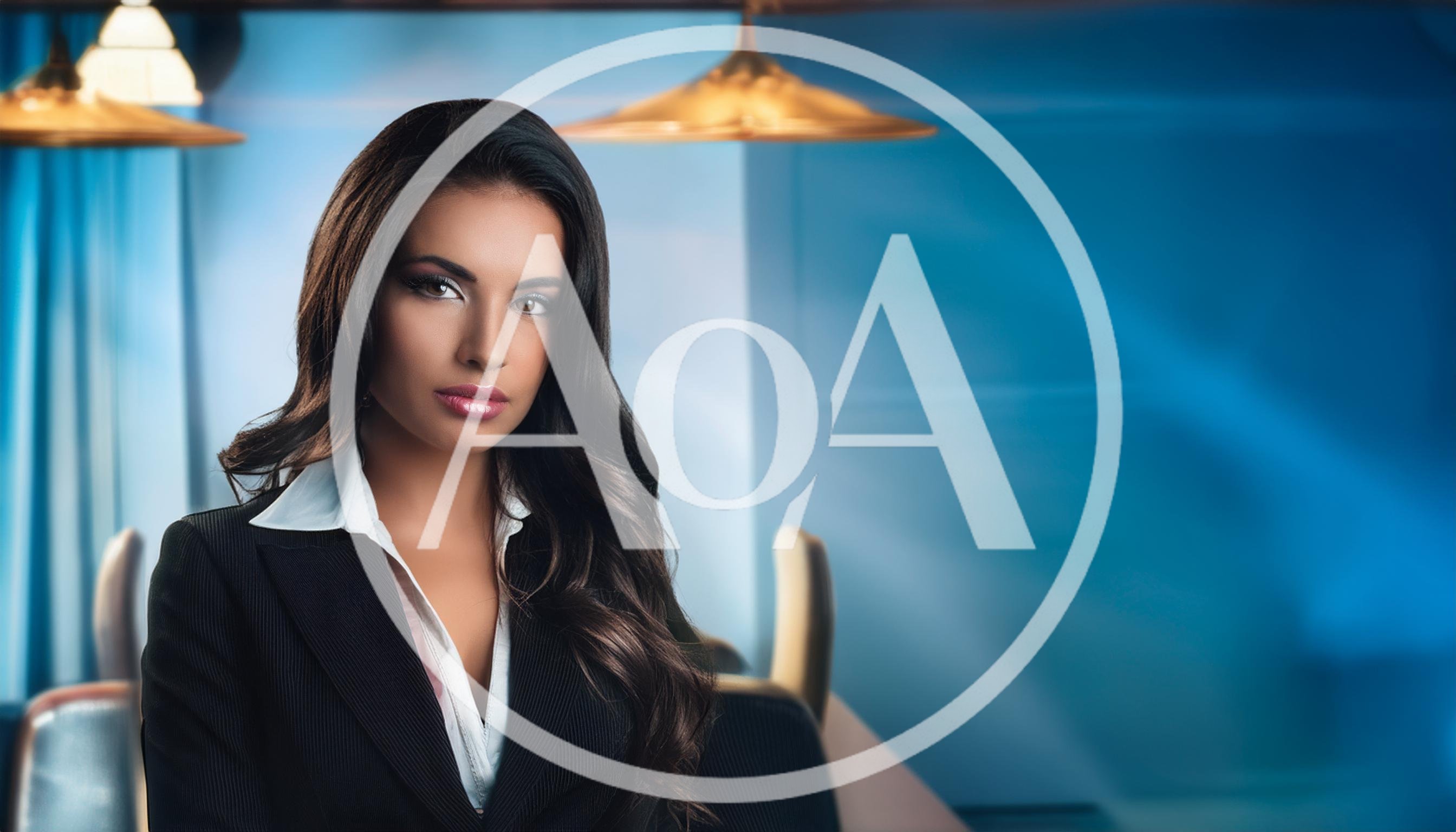 Professional Businesswoman Standing In A Modern Office Setting