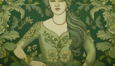 Art Nouveau Portrait Of A Woman In Green