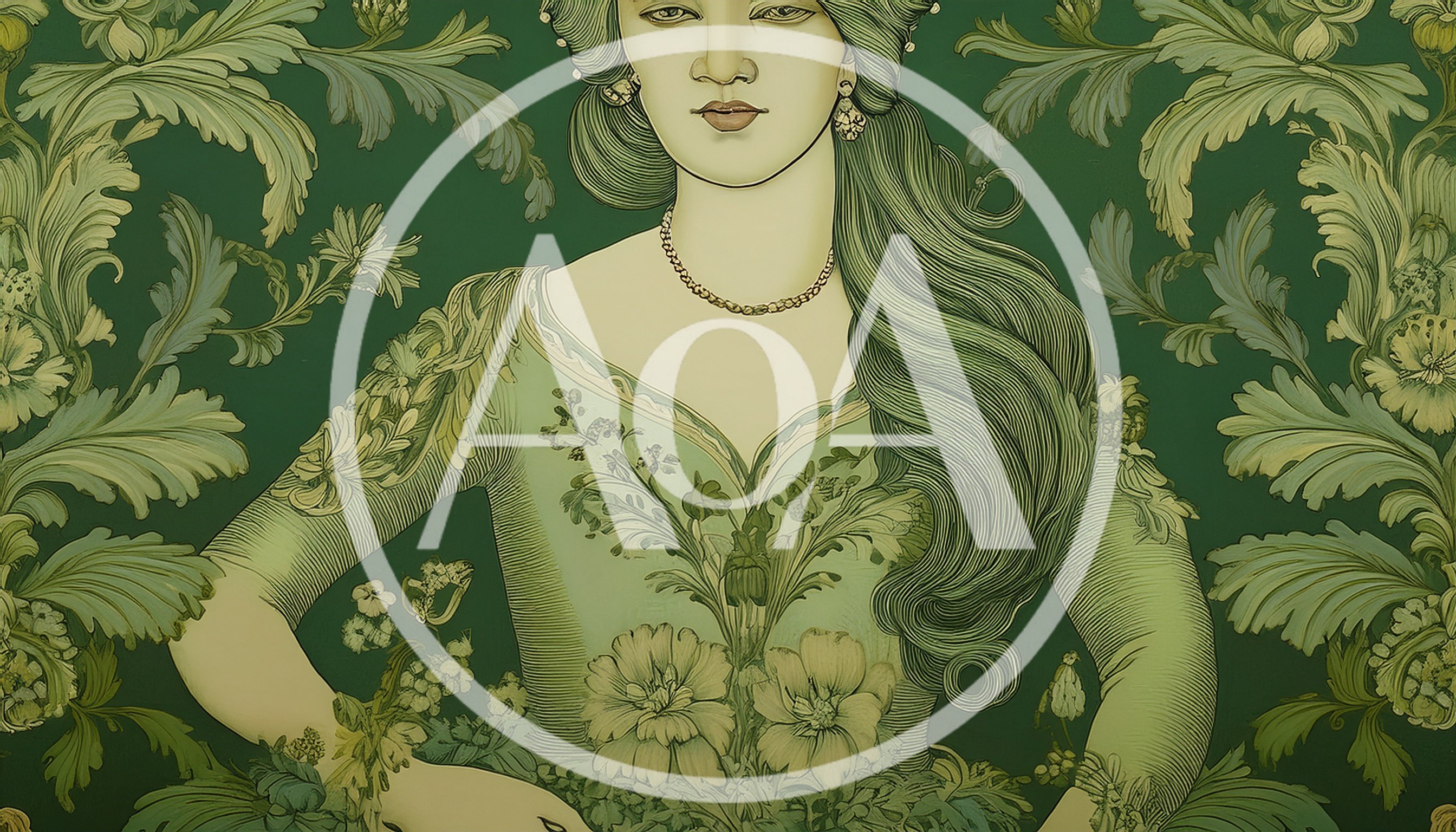Art Nouveau Portrait Of A Woman In Green