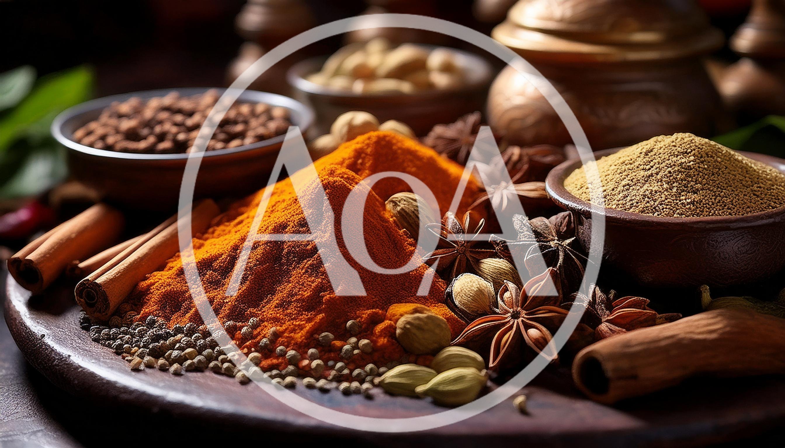 Assorted Spices and Powders on Wooden Surface