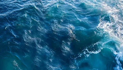 Aerial View Of Deep Blue Ocean Waves