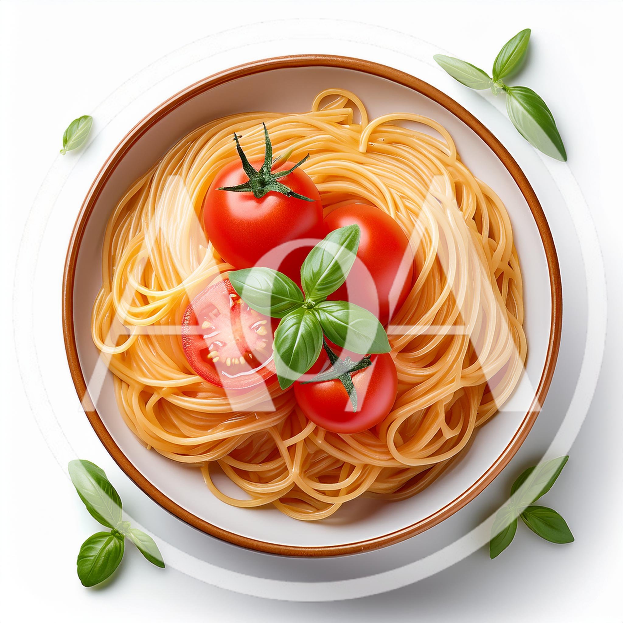 Bowl Of Spaghetti With Fresh Tomatoes And Basil