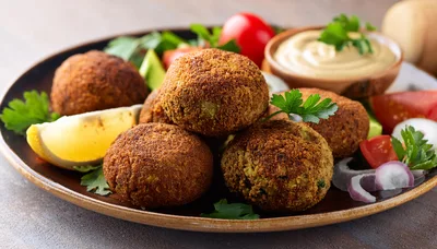 Fresh Falafel Balls Served On A Plate