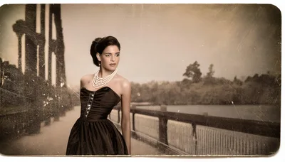 Vintage Portrait Of A Woman In A Black Dress