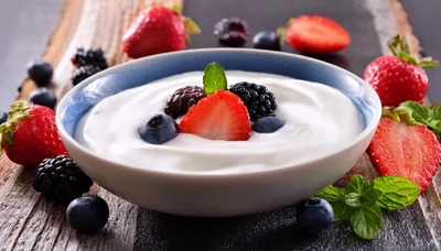 Bowl Of Fresh Yogurt With Mixed Berries