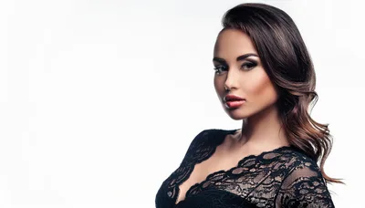 Portrait Of A Beautiful Woman In Black Lace